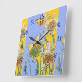 Daffodil Waterverf Vrouwen Gele Paarse kunst Vierkante Klok (Hoek)