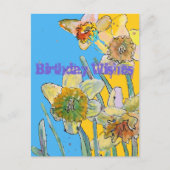 Daffodil Waterverf Yellow Spring Flower Art-kaart Briefkaart (Voorkant)