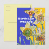 Daffodil Waterverf Yellow Spring Flower Art-kaart Briefkaart (Voorkant / Achterkant)