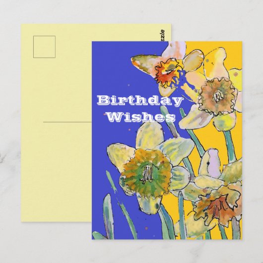 Daffodil Waterverf Yellow Spring Flower Art-kaart Briefkaart (Voorkant / Achterkant)