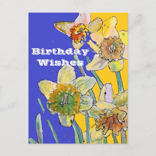 Daffodil Waterverf Yellow Spring Flower Art-kaart Briefkaart (Voorkant)