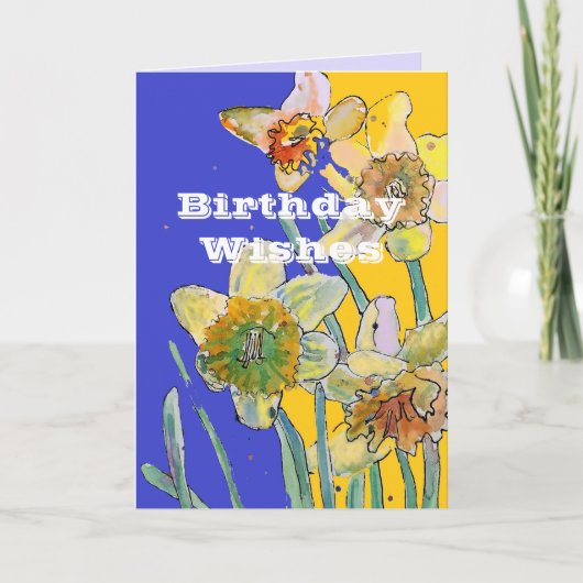 Daffodil Waterverf Yellow Spring Flower Art-kaart Kaart (Voorkant)