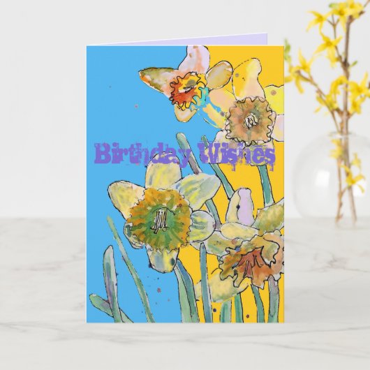 Daffodil Waterverf Yellow Spring Flower Art-kaart Kaart (Gele Bloem)