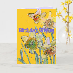 Daffodil Waterverf Yellow Spring Flower Art-kaart Kaart