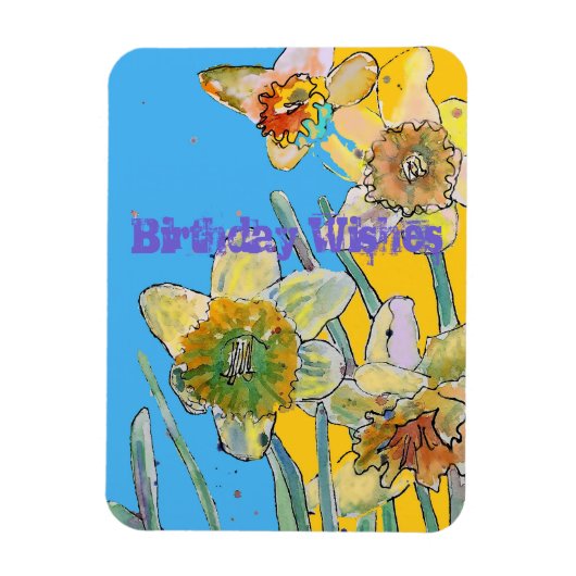 Daffodil Waterverf Yellow Spring Flower Art-kaart Magneet (Verticaal)