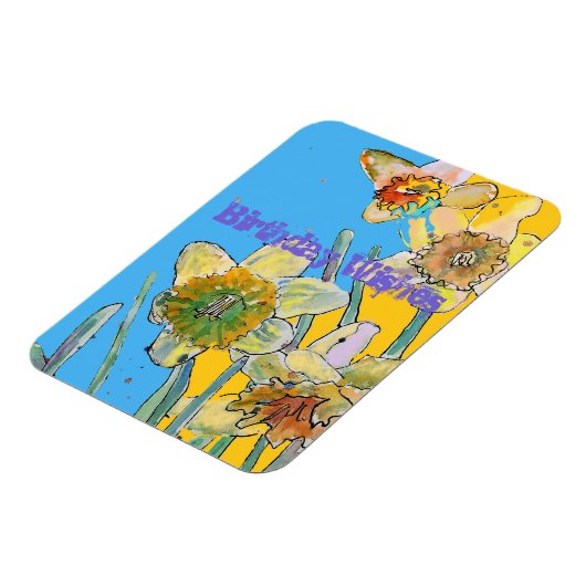 Daffodil Waterverf Yellow Spring Flower Art-kaart Magneet (Linkerzijde)