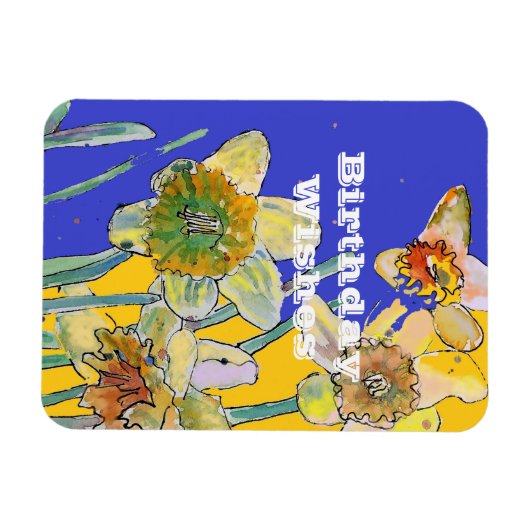 Daffodil Waterverf Yellow Spring Flower Art-kaart Magneet (Horizontaal)