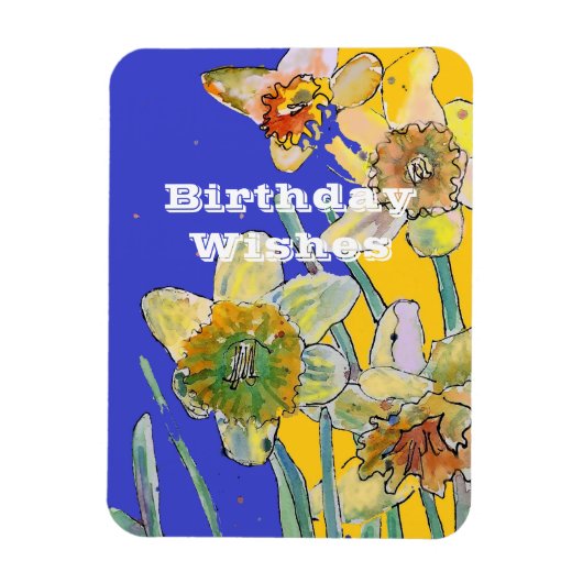Daffodil Waterverf Yellow Spring Flower Art-kaart Magneet (Verticaal)