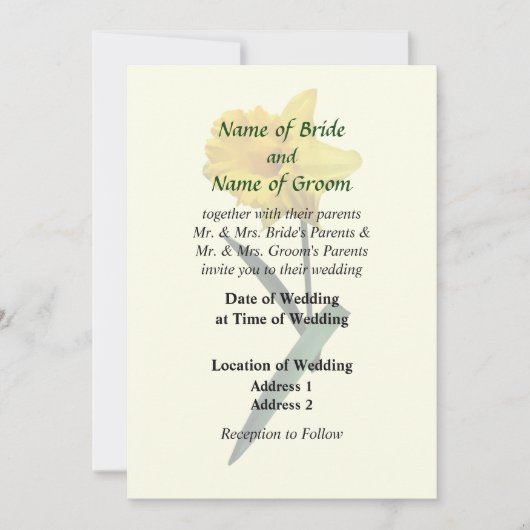 Daffodil Waving Hi Wedding Products Kaart (Voorkant)