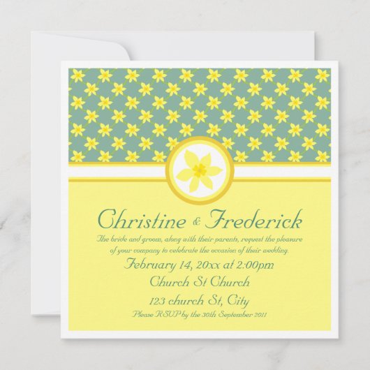 Daffodil Wedding, 5.25 "x5.25" uitnodiging (Voorkant)