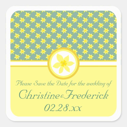 Daffodil Wedding, bewaar de datum stickers (Voorkant)