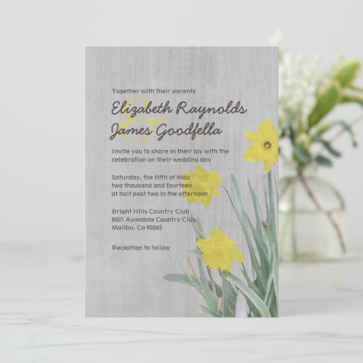  Daffodil Wedding Invitations Kaart (Staand voorkant)