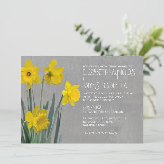 Daffodil Wedding Invitations Kaart (Staand voorkant)