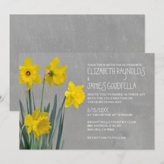 Daffodil Wedding Invitations Kaart (Voorkant / Achterkant)