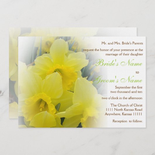 Daffodil Wedding Kaart (Voorkant / Achterkant)