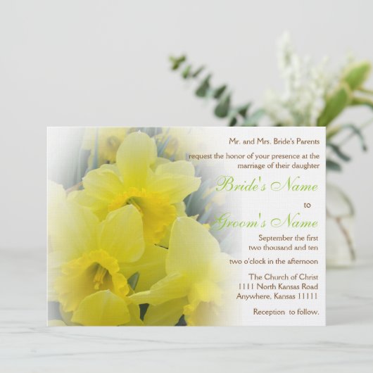 Daffodil Wedding Kaart (Staand voorkant)