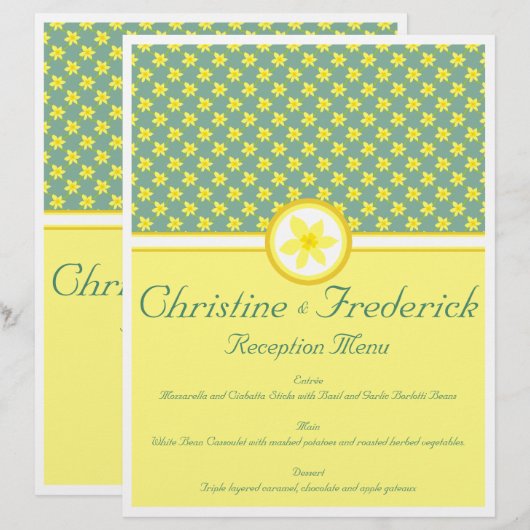 Daffodil Wedding, menu en programma flyers (Voorkant / Achterkant)