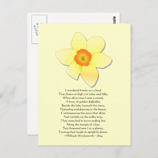 Daffodil ~ Wordsworth Poem Briefkaart (Voorkant / Achterkant)
