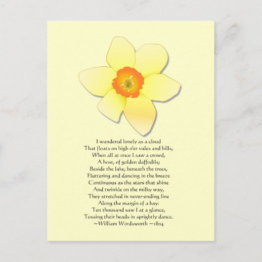 Daffodil ~ Wordsworth Poem Briefkaart (Voorkant)