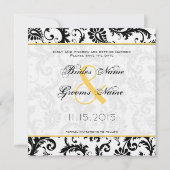 Daffodil Yellow & Black Damask Save the Date Kaart (Achterkant)