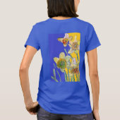 Daffodil Yellow Blue Flower Waterverf T-S T-shirt (Achterkant)