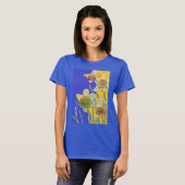 Daffodil Yellow Blue Flower Waterverf T-S T-shirt (Voorkant volledig)