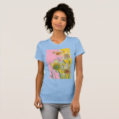 Daffodil Yellow Blue Flower Waterverf T-shirt (Voorkant volledig)