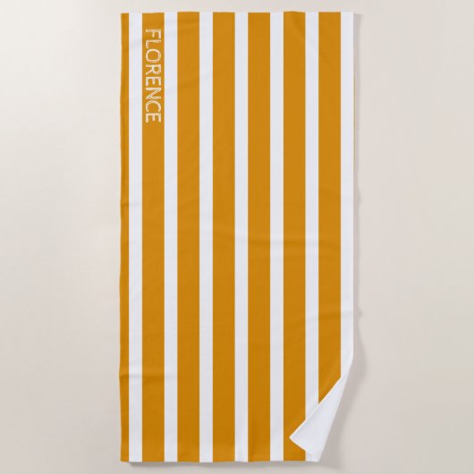 Daffodil yellow cabana stries - gepersonaliseerd strandlaken (Voorkant)