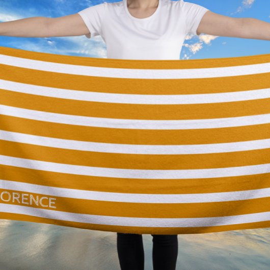 Daffodil yellow cabana stries - gepersonaliseerd strandlaken
