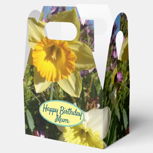 Daffodil Yellow Floral Birthday Cake Favor Box Bedankdoosjes (Geopend)