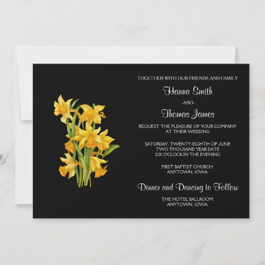 Daffodil Yellow Floral Wedding Kaart (Voorkant)
