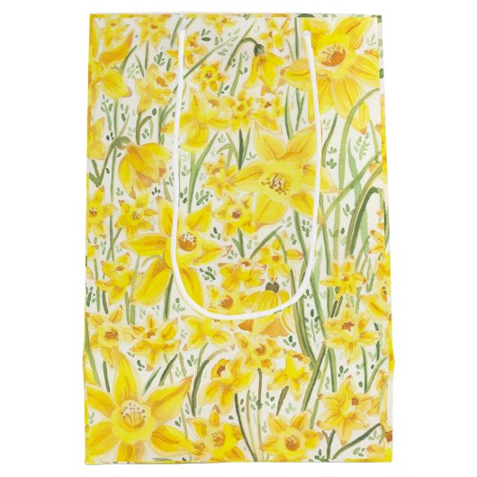 Daffodil Yellow Flower Gift Bag Medium Cadeauzakje (Achterkant)