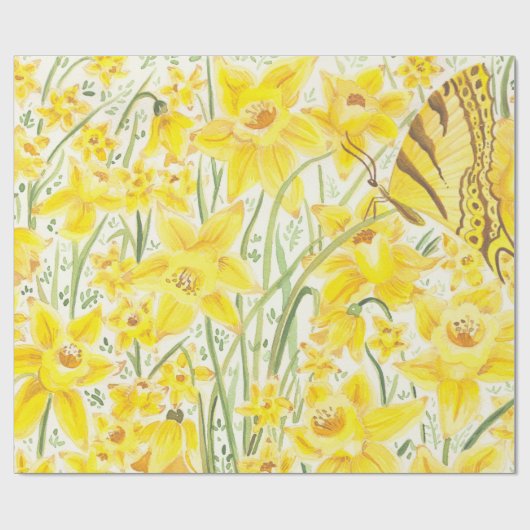Daffodil Yellow Flower Wrapping Paper Cadeaupapier (Vlak)