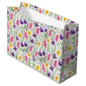 Daffodil Yellow, Iris Purple, Hyacinth Pink Floral Groot Cadeauzakje (Voorkant Gekanteld)