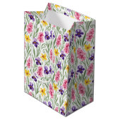 Daffodil Yellow, Iris Purple, Hyacinth Pink Floral Medium Cadeauzakje (Voorkant Gekanteld)