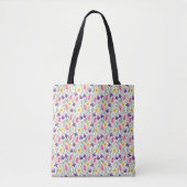 Daffodil Yellow, Iris Purple, Hyacinth Pink Floral Tote Bag (Voorkant)