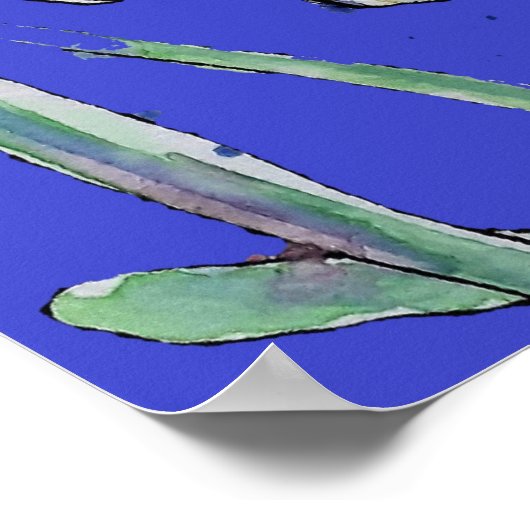 Daffodil Yellow Navy Blue Flower Garden Poster (Hoek)