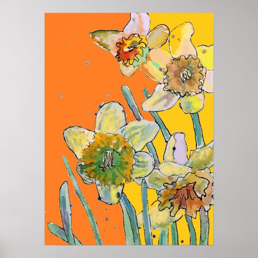 Daffodil Yellow Oranje Flower Garden Poster (Voorkant)