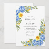 Daffodil Yellow Refreshing Spring Wedding Kaart (Voorkant / Achterkant)