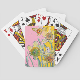 Daffodil Yellow Spring floral Waterverf Flowers Pokerkaarten