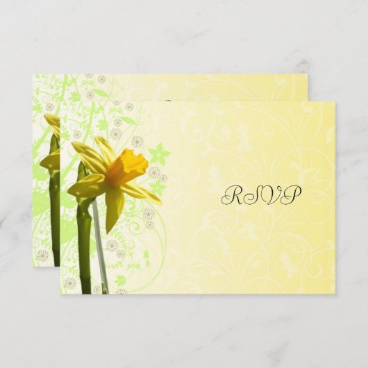 Daffodil Yellow Spring Wedding RSVP Reageer (Voorkant / Achterkant)