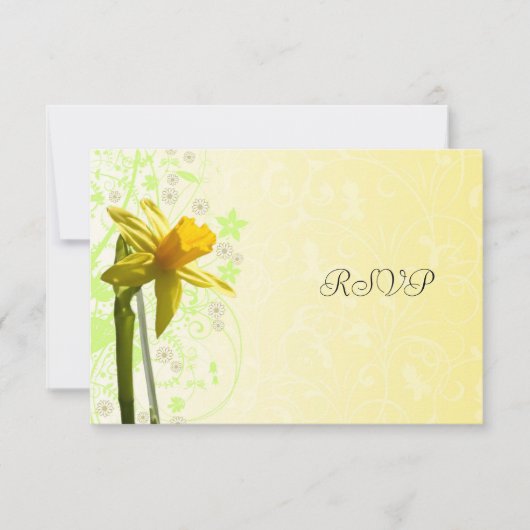 Daffodil Yellow Spring Wedding RSVP Reageer Kaartje (Voorkant)