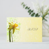 Daffodil Yellow Spring Wedding RSVP Reageer Kaartje (Staand voorkant)