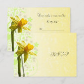 Daffodil Yellow Spring Wedding RSVP Reageer Kaartje (Voorkant / Achterkant)