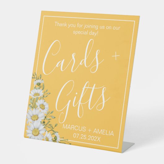 Daffodil Yellow & White Daisies Gifts Reclamebord Met Voetstuk (Voorkant)
