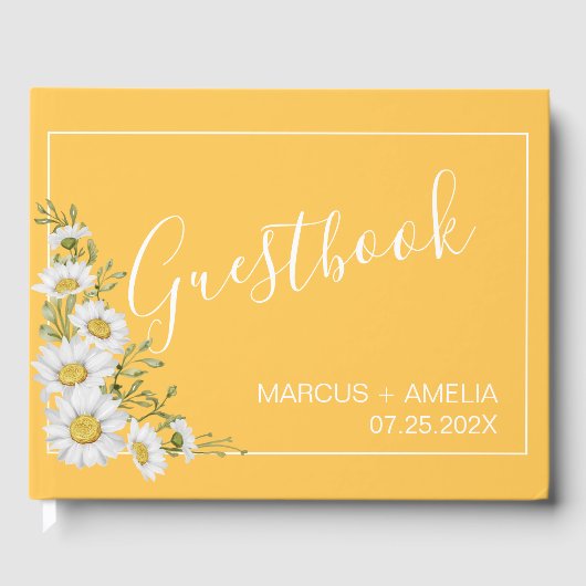  Daffodil Yellow & White Daisies Guest Book Gastenboek (Voorkant)