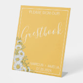  Daffodil Yellow & White Daisies Guestbook Reclamebord Met Voetstuk (Voorkant)