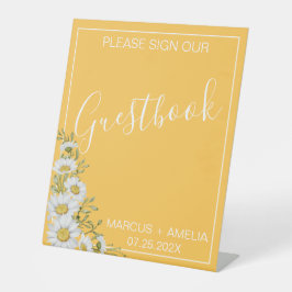 Daffodil Yellow & White Daisies Guestbook Reclamebord Met Voetstuk