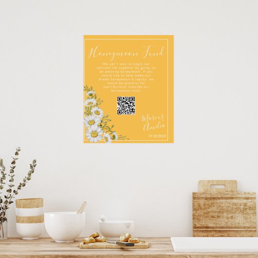 Daffodil Yellow & White Daisies Honeymoon Fund Poster (Keuken)