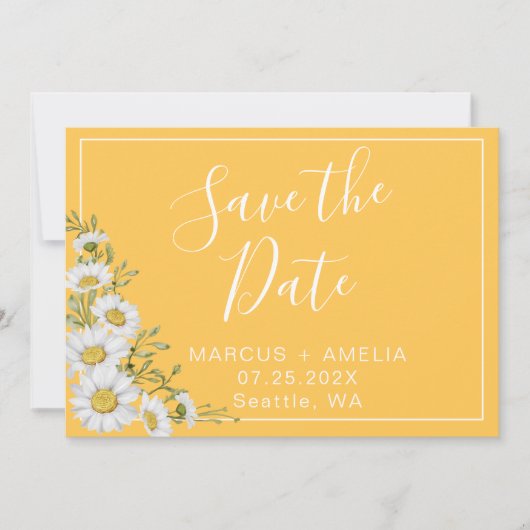  Daffodil Yellow & White Daisies Save The Date (Voorkant)